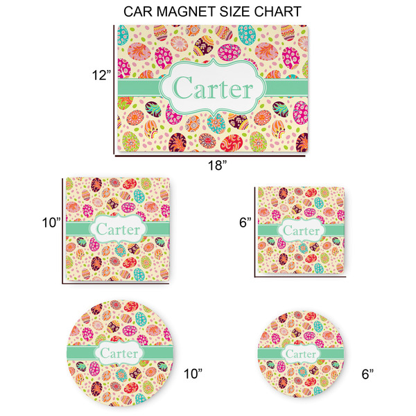 Easter Eggs Car Magnets - SIZE CHART