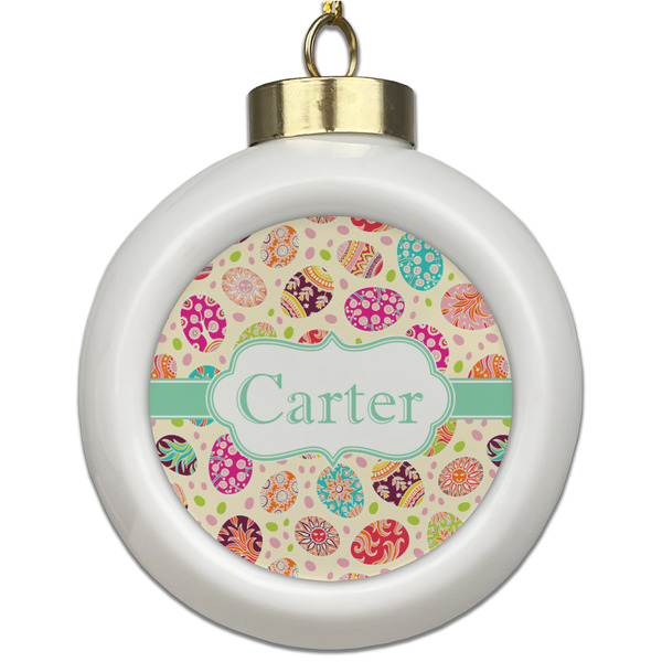 Custom Easter Eggs Ceramic Ball Ornament (Personalized)