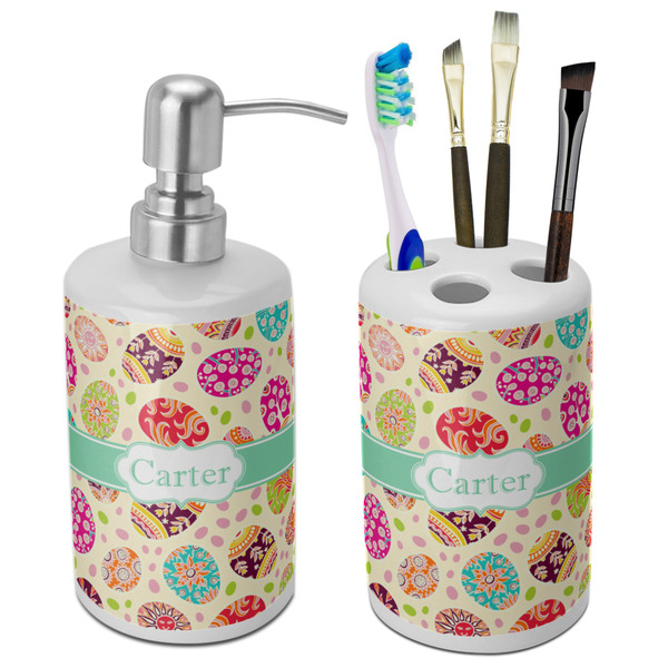 Custom Easter Eggs Ceramic Bathroom Accessories Set (Personalized)