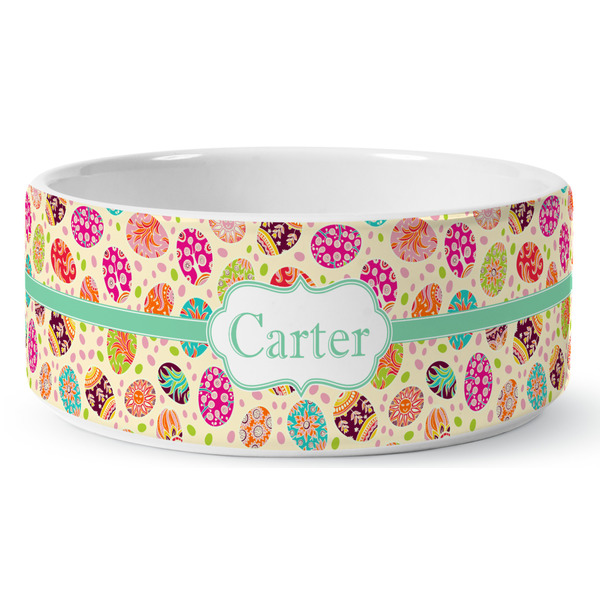 Easter Eggs Ceramic Dog Bowl - Medium - Front