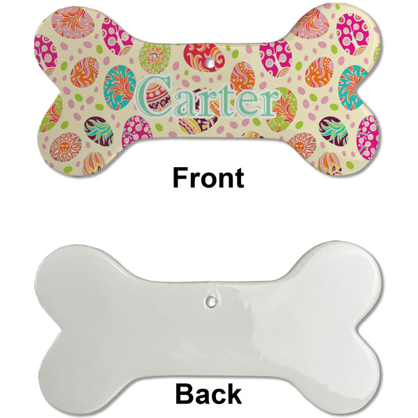 Easter Eggs Ceramic Flat Ornament - Bone Front & Back Single Print (APPROVAL)