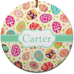 Easter Eggs Round Ceramic Ornament w/ Name or Text