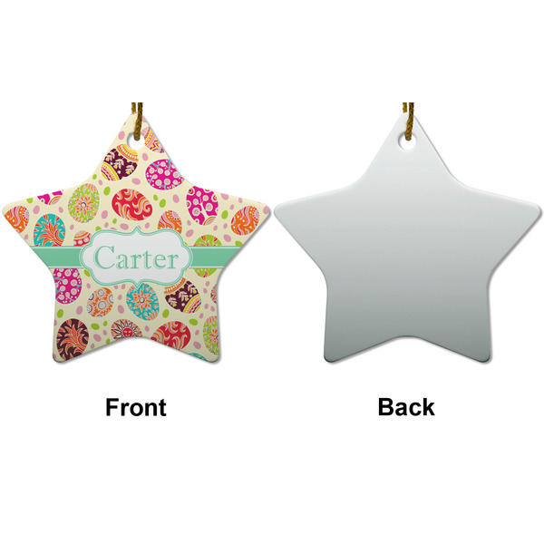 Easter Eggs Ceramic Flat Ornament - Star Front & Back (APPROVAL)