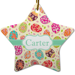 Easter Eggs Star Ceramic Ornament w/ Name or Text