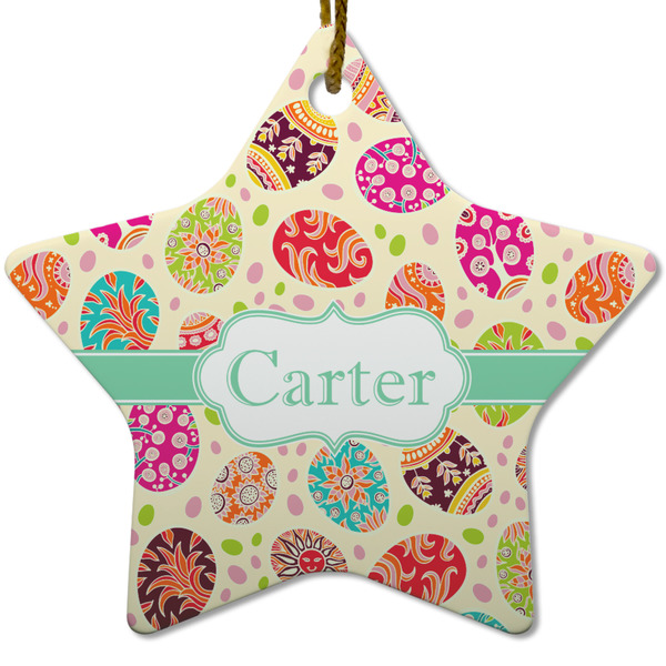 Easter Eggs Ceramic Flat Ornament - Star (Front)