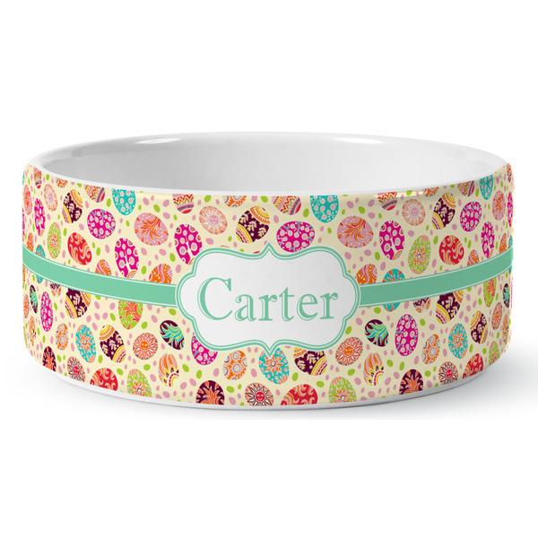Custom Easter Eggs Ceramic Dog Bowl (Personalized)