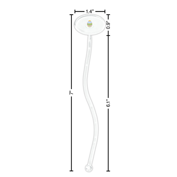 Easter Eggs Clear Plastic 7" Stir Stick - Oval - Dimensions