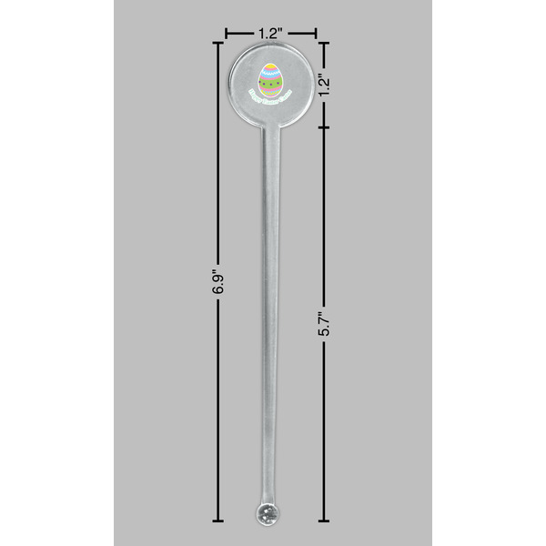 Easter Eggs Clear Plastic 7" Stir Stick - Round - Dimensions