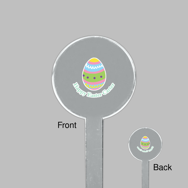 Easter Eggs Clear Plastic 7" Stir Stick - Round - Front & Back