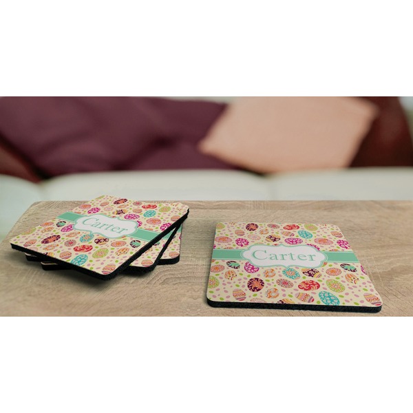 Easter Eggs Coaster Rubber Back - On Coffee Table