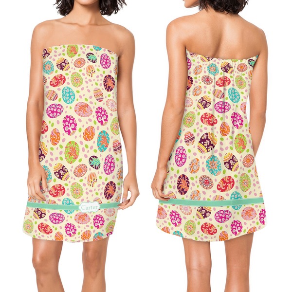 Easter Eggs Custom Bath Wrap - Front & Back View