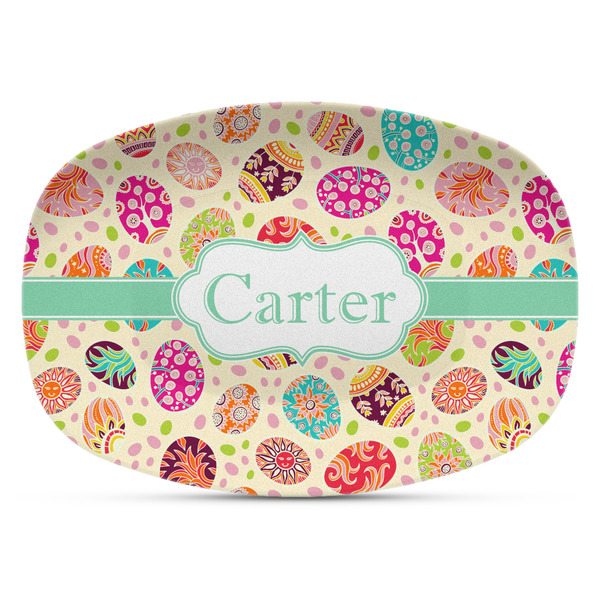 Custom Easter Eggs Plastic Platter - Microwave & Oven Safe Composite Polymer (Personalized)