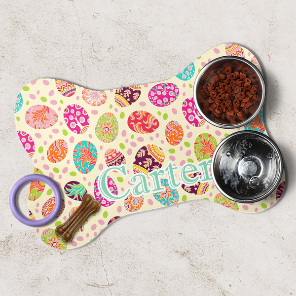 Easter Eggs Dog Bone Shaped Mat Lifestyle