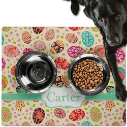 Easter Eggs Dog Food Mat - Large w/ Name or Text