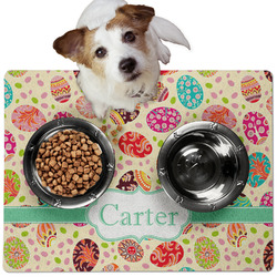 Easter Eggs Dog Food Mat - Medium w/ Name or Text