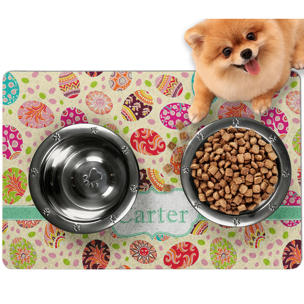 Custom Easter Eggs Dog Food Mat - Small w/ Name or Text