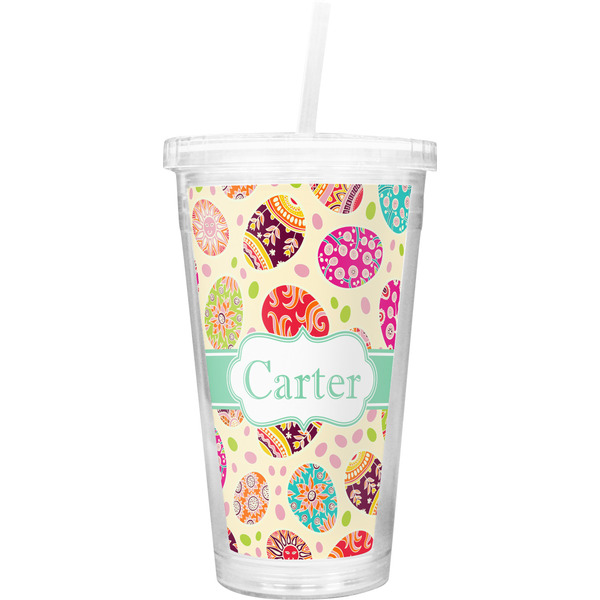 Custom Easter Eggs Double Wall Tumbler with Straw (Personalized)