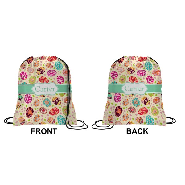 Easter Eggs Drawstring Backpack Front & Back Medium