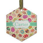 Easter Eggs Flat Glass Ornament - Hexagon w/ Name or Text