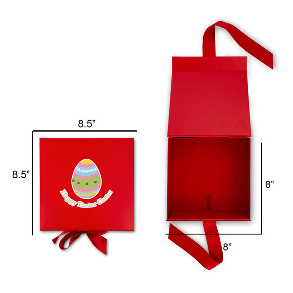 Easter Eggs Gift Boxes with Magnetic Lid - Red - Open & Closed