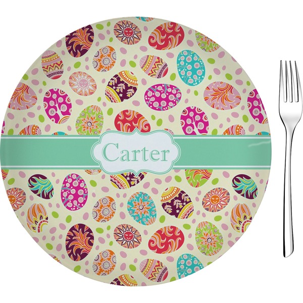 Custom Easter Eggs Glass Appetizer / Dessert Plate 8" (Personalized)