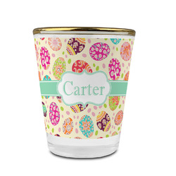 Easter Eggs Glass Shot Glass - 1.5 oz - with Gold Rim - Set of 4 (Personalized)