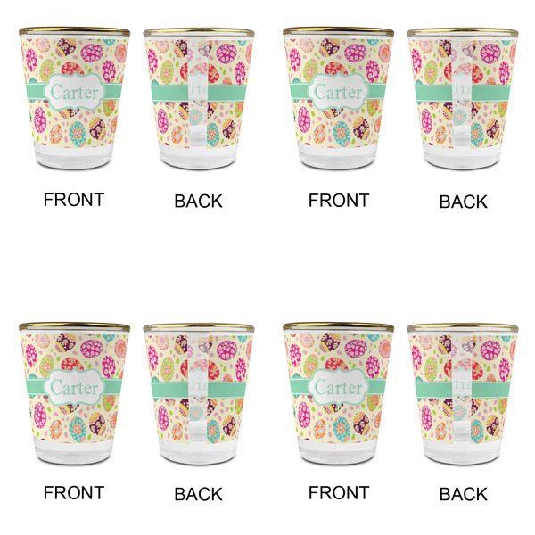 Easter Eggs Glass Shot Glass - with gold rim - Set of 4 - APPROVAL