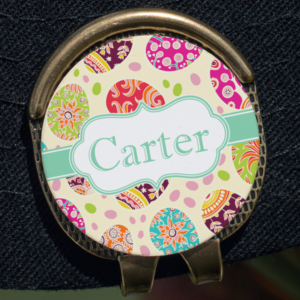 Easter Eggs Golf Ball Marker Hat Clip - Gold - Close Up