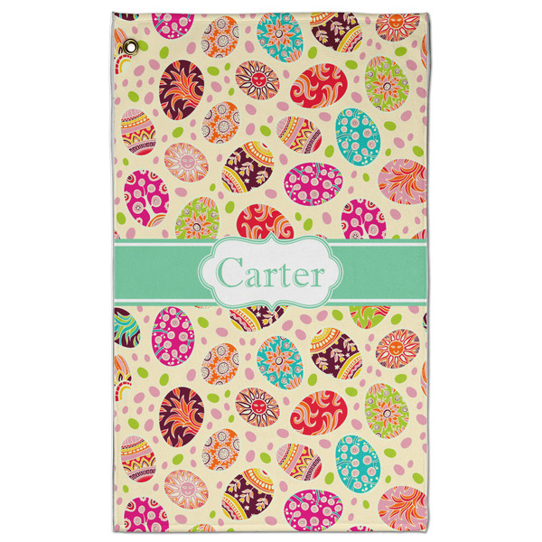 Custom Easter Eggs Golf Towel - Poly-Cotton Blend w/ Name or Text