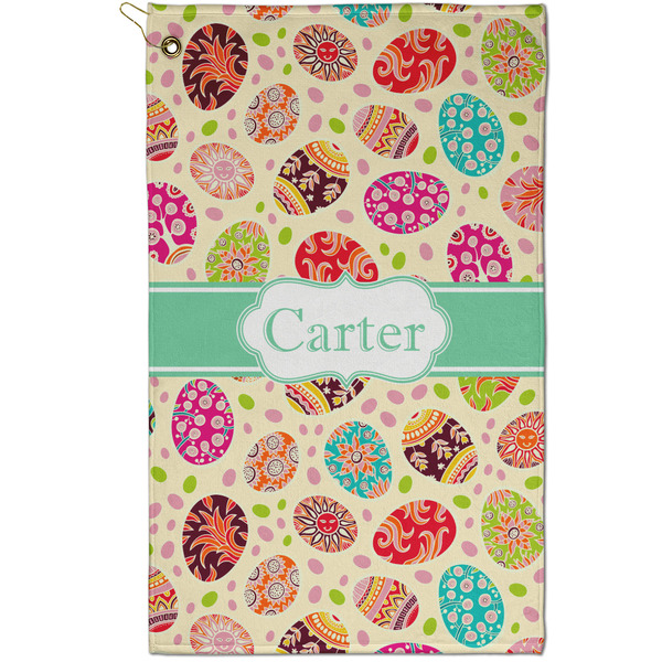 Custom Easter Eggs Golf Towel - Poly-Cotton Blend - Small w/ Name or Text