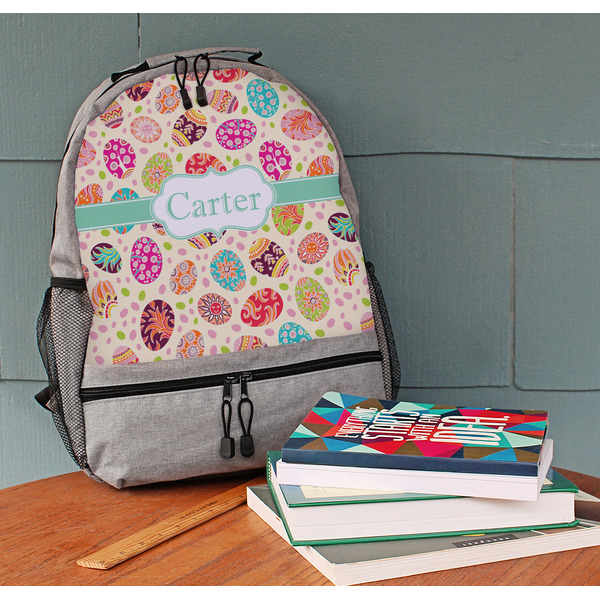 Easter Eggs Large Backpack - Gray - On Desk