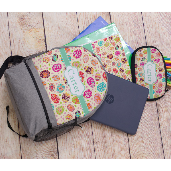 Easter Eggs Large Backpack - Gray - With Stuff