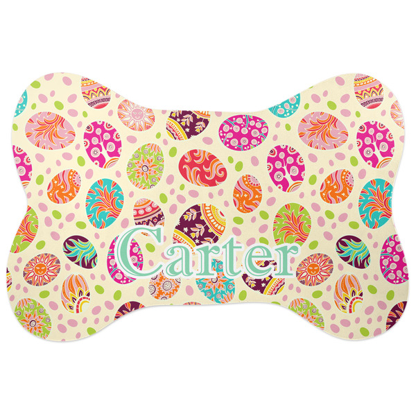 Custom Easter Eggs Bone Shaped Dog Food Mat (Personalized)