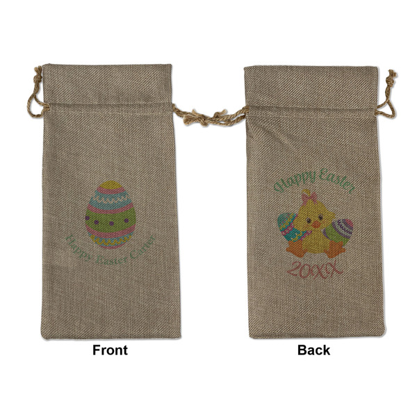 Custom Easter Eggs Large Burlap Gift Bag - Front & Back (Personalized)