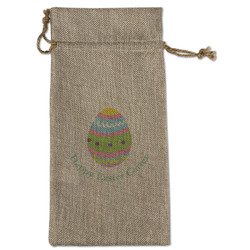 Easter Eggs Large Burlap Gift Bag - Front (Personalized)