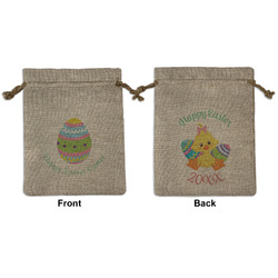 Easter Eggs Medium Burlap Gift Bag - Front & Back (Personalized)