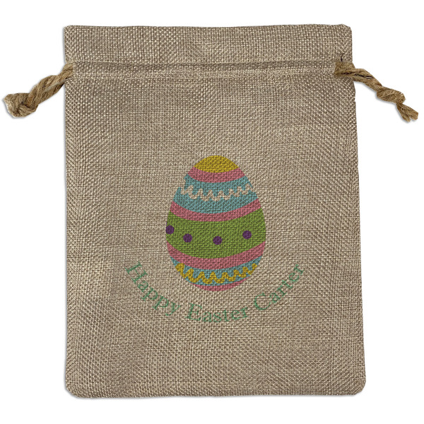Custom Easter Eggs Medium Burlap Gift Bag - Front (Personalized)