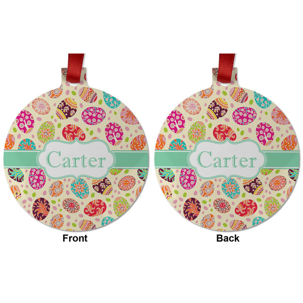 Easter Eggs Metal Ball Ornament - Front and Back