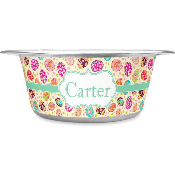Custom Easter Eggs Stainless Steel Dog Bowl - Large (Personalized)