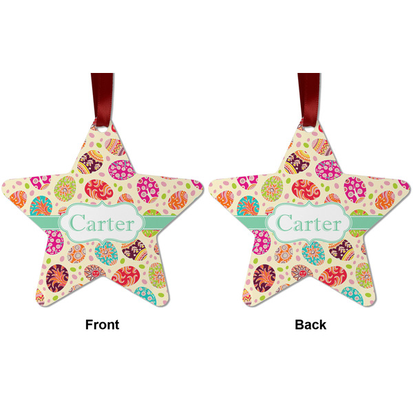 Easter Eggs Metal Star Ornament - Front and Back
