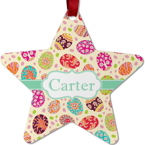 Custom Easter Eggs Metal Star Ornament - Double Sided w/ Name or Text