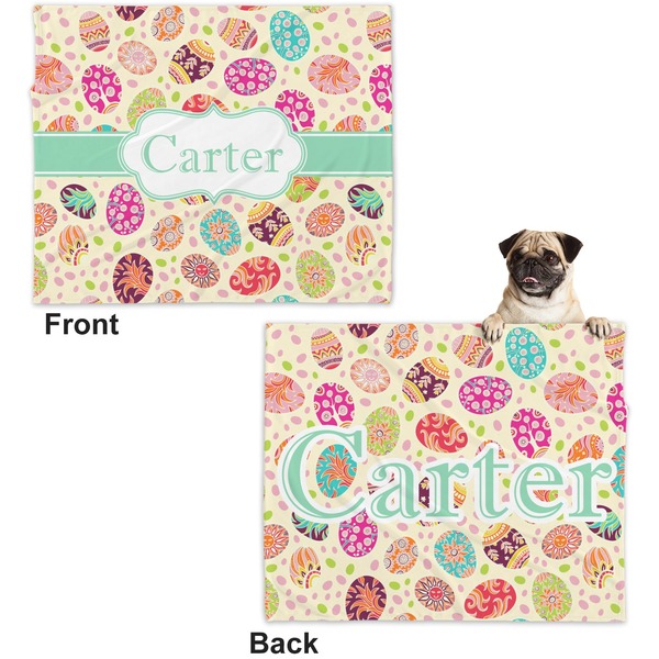 Easter Eggs Microfleece Dog Blanket - Large- Front & Back