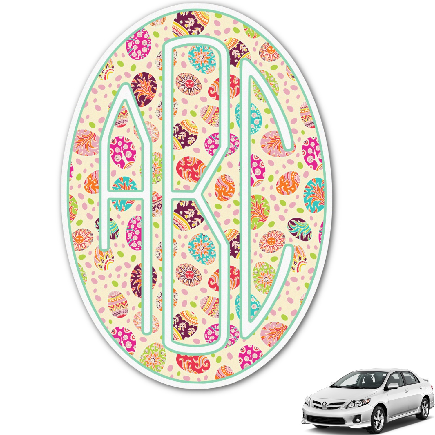 Easter Eggs Monogram Car Decal (Personalized) YouCustomizeIt