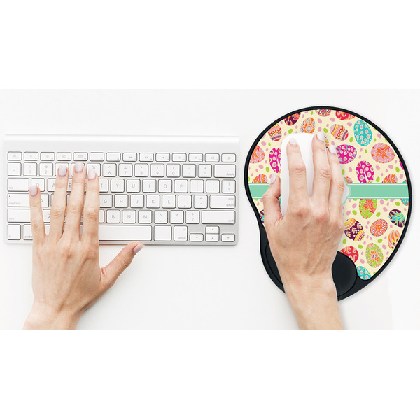 Easter Eggs Mouse Pad with Wrist Rest - LIFESYTLE 2 (in use)