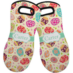 Easter Eggs Neoprene Oven Mitts - Set of 2 w/ Name or Text