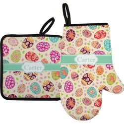 Easter Eggs Oven Mitt & Pot Holder Set w/ Name or Text