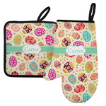 Easter Eggs Left Oven Mitt & Pot Holder Set w/ Name or Text