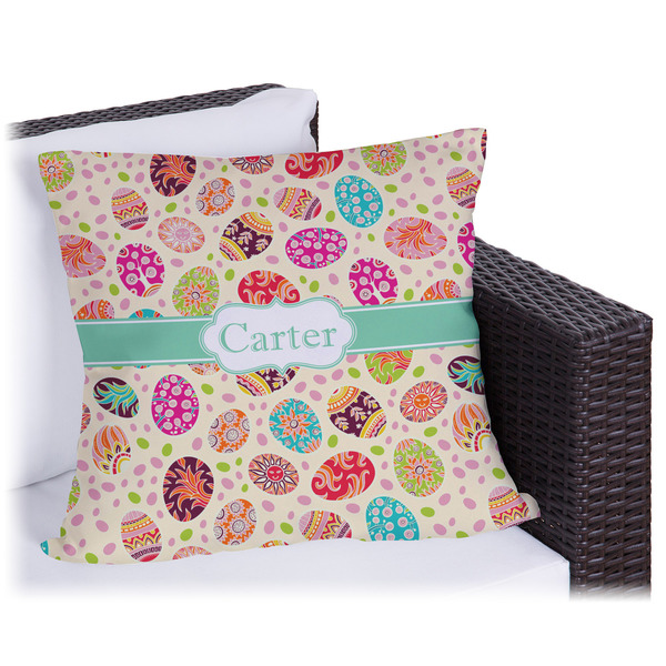 Custom Easter Eggs Outdoor Pillow - 18" (Personalized)