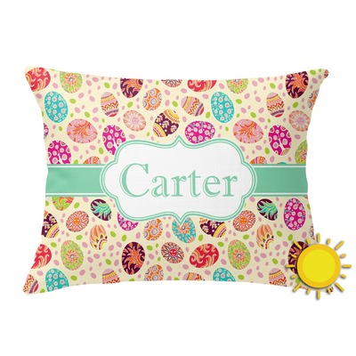 Easter Eggs Outdoor Throw Pillow (Rectangular) (Personalized)