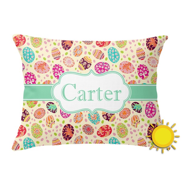 Custom Easter Eggs Outdoor Throw Pillow (Rectangular) (Personalized)